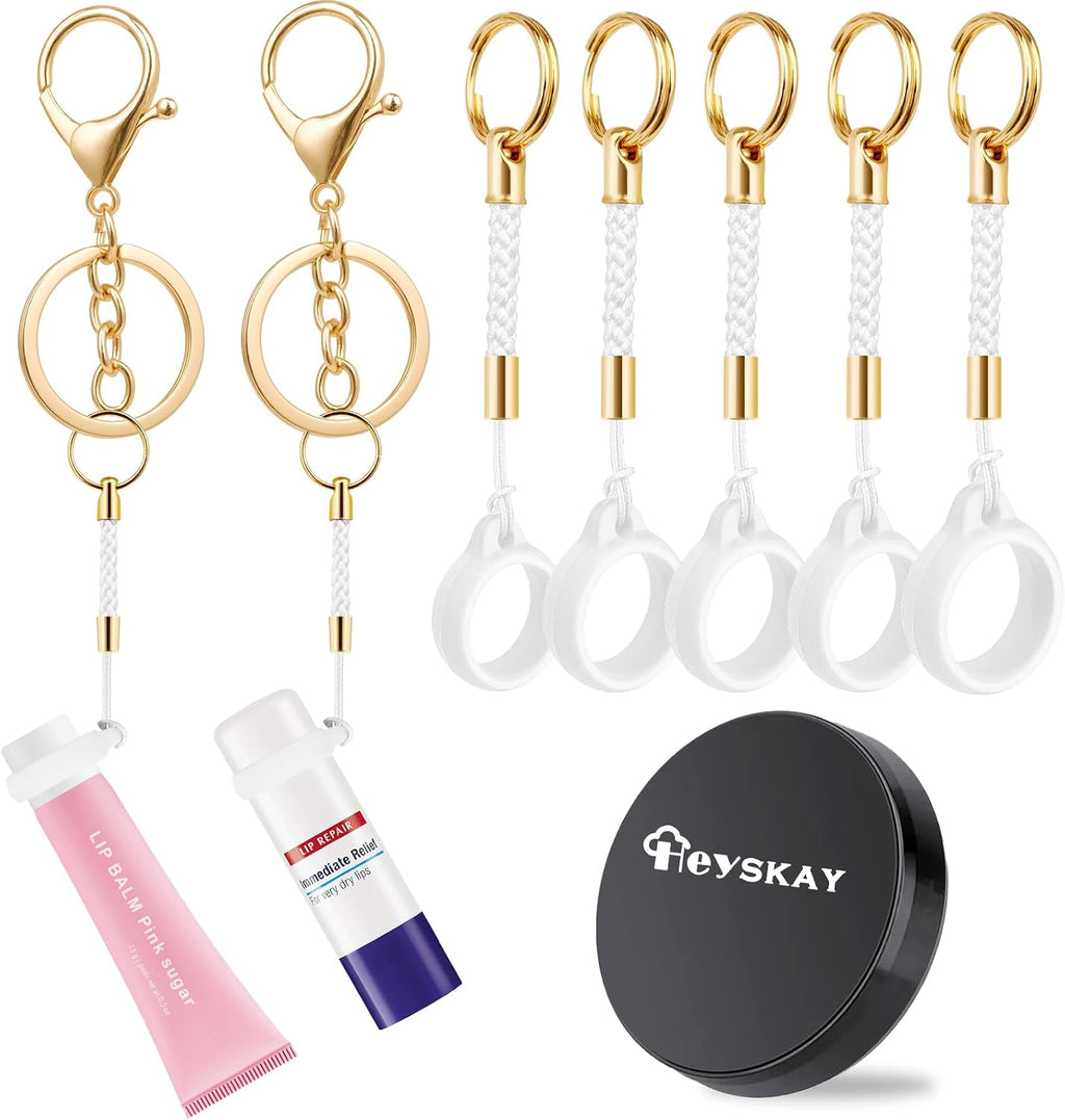 HEYSKAY Chapstick Holder Key Chain Lip Balm Lip Gloss Holder Keychain Cap