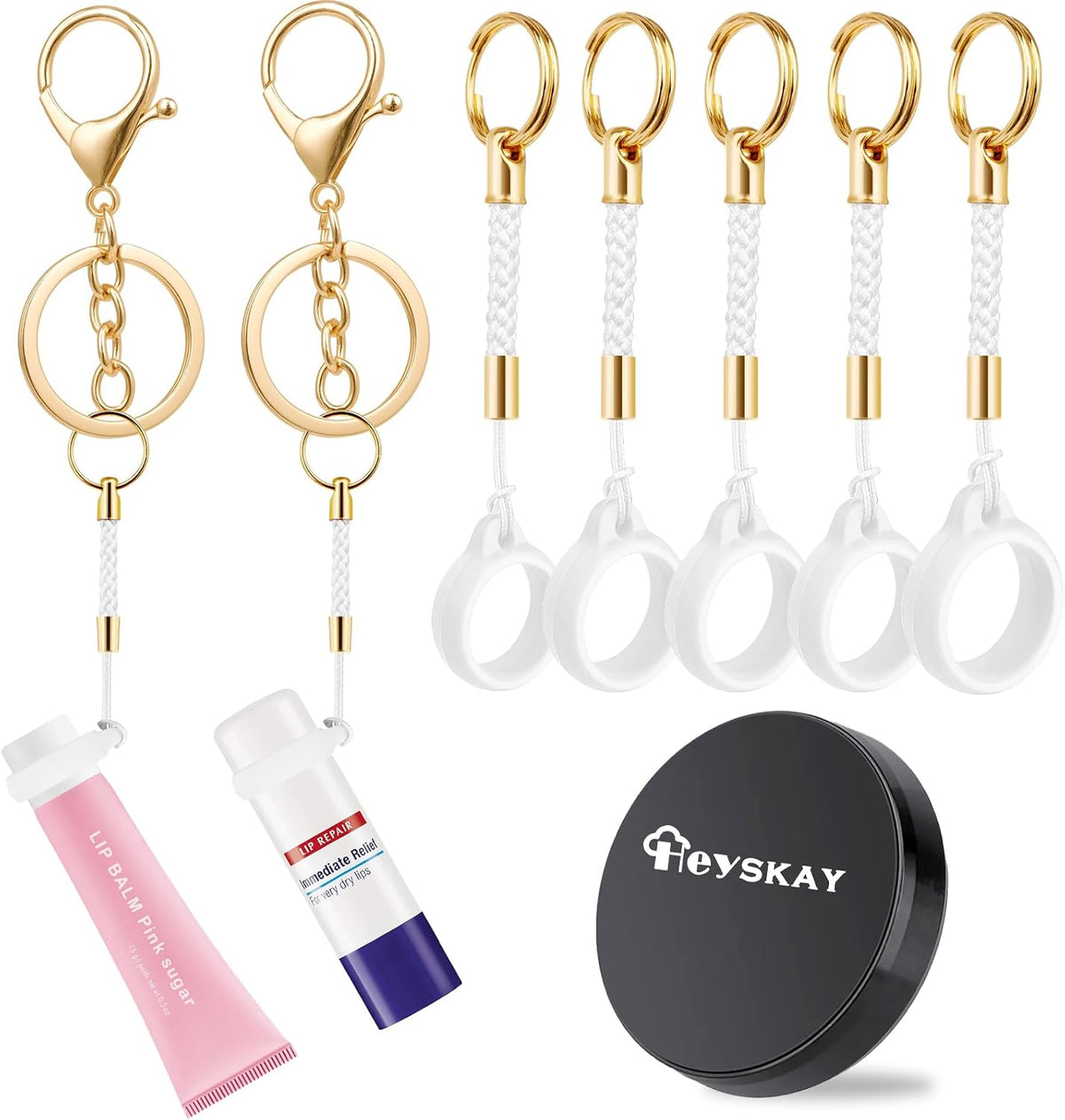 HEYSKAY Chapstick Holder Key Chain Lip Balm Lip Gloss Holder Keychain Cap