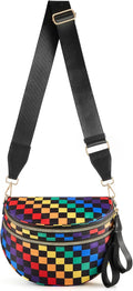 FEIBOON Spacious Checkered Nylon Crossbody Bag Bum Bag Handbags for Women