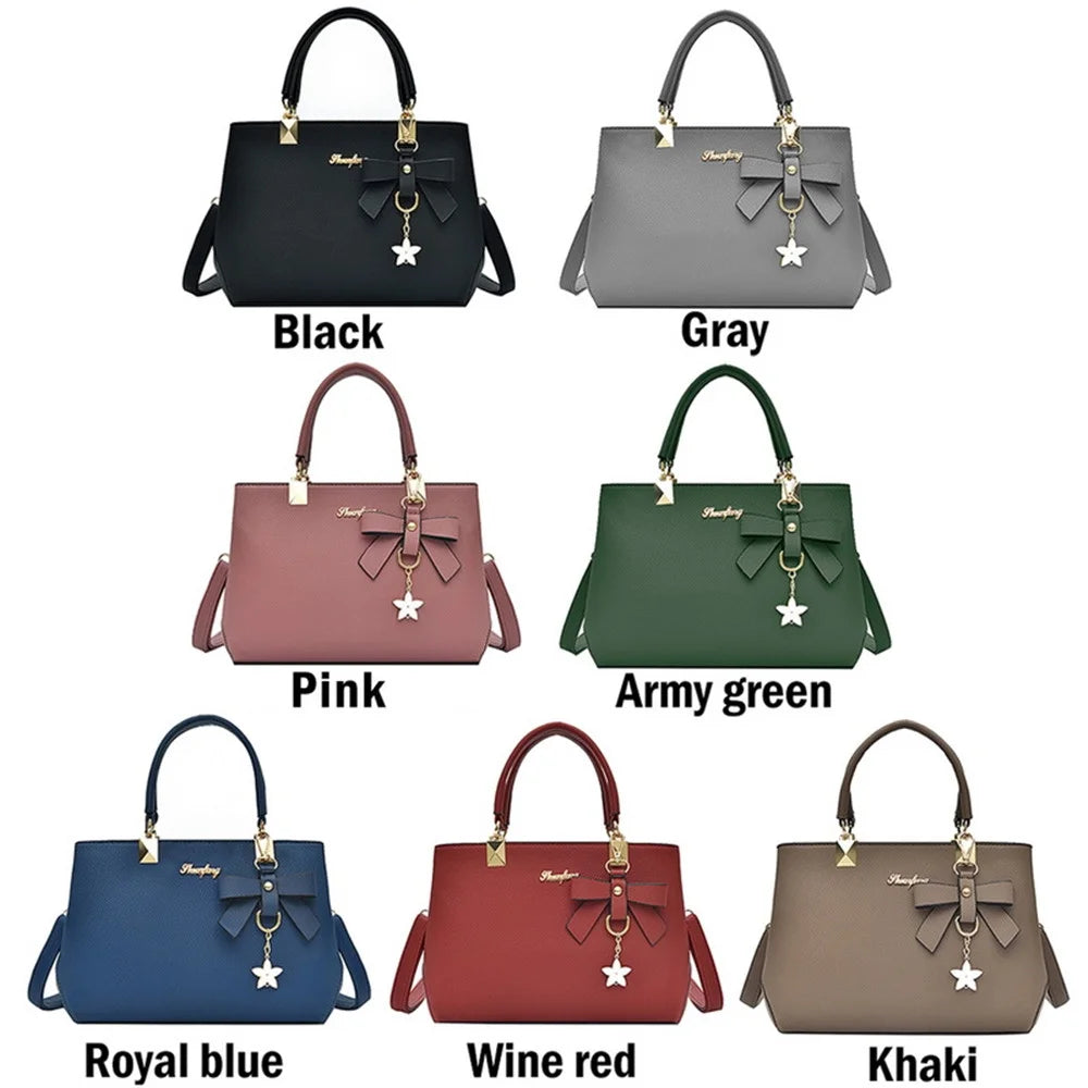 Purses and Handbags for Women Fashion Ladies PU Leather Top Handle Satchel Shoulder Tote Bags Plum Bow Crossbody Bag