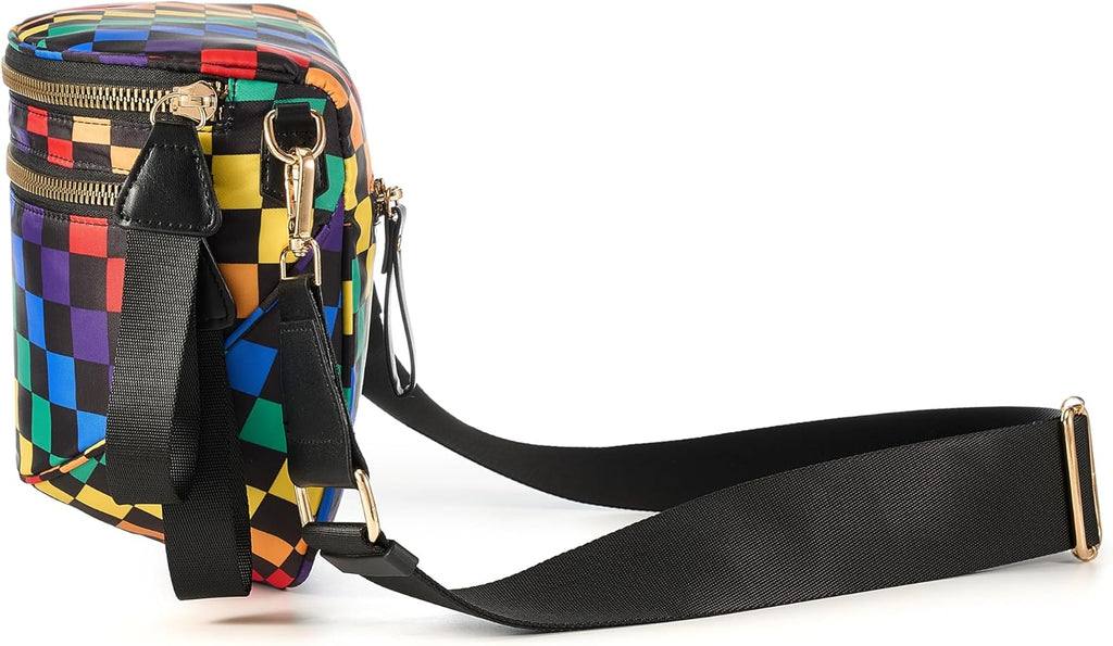 FEIBOON Spacious Checkered Nylon Crossbody Bag Bum Bag Handbags for Women