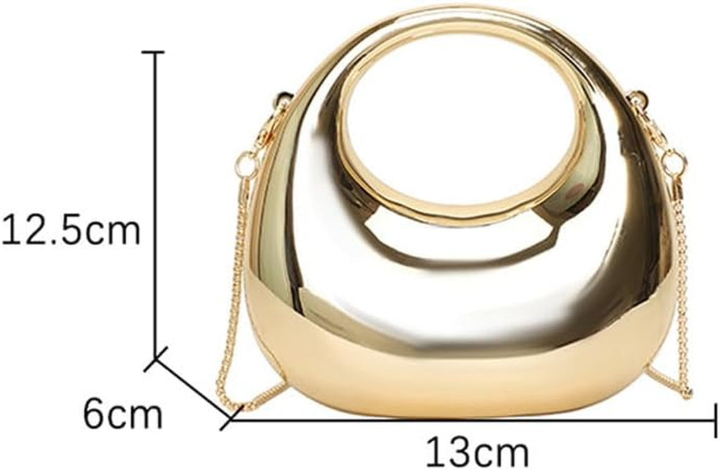 Acrylic Silver Moon Clutch Handbag with Chain