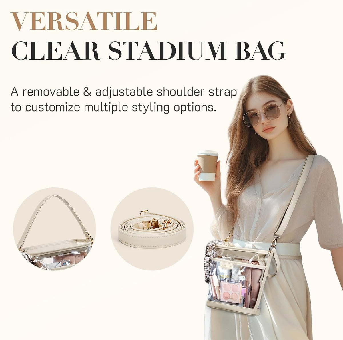 Missnine Clear Bag for Stadium Approved, Clear Crossbody Bucket Bag Transparent PVC Purse for Women, Concert Stadium Events