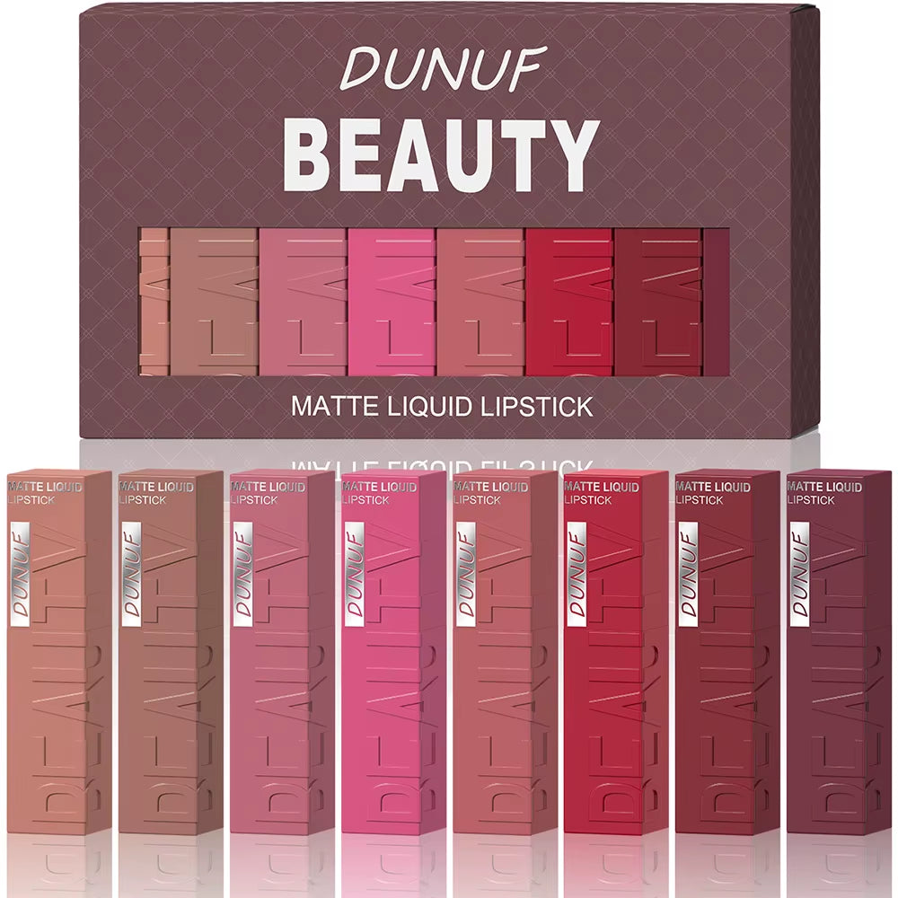 Velvet Matte Lipstick Set 8Pcs Waterproof Long Wearing Moisturizing Lip Glaze Non Transfer Smudge Proof Lip Color