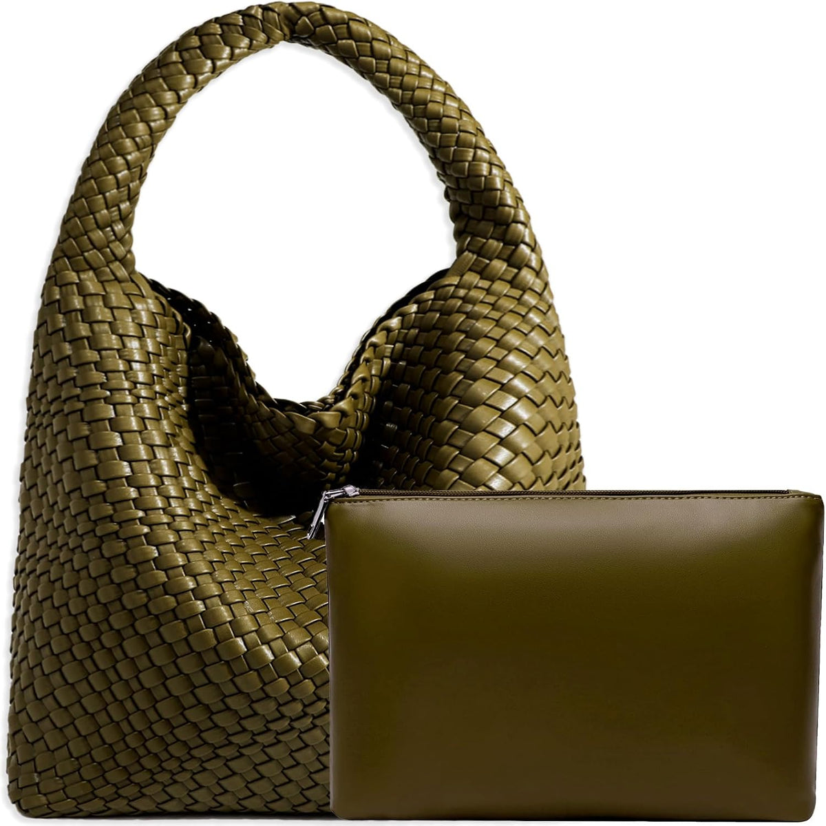 JINMANXUE Woven Tote Bag for Women, Fashion Hobo Handbag, Travel Top-Handle Shoulder Bag, Beach Underarm Bag with Purse