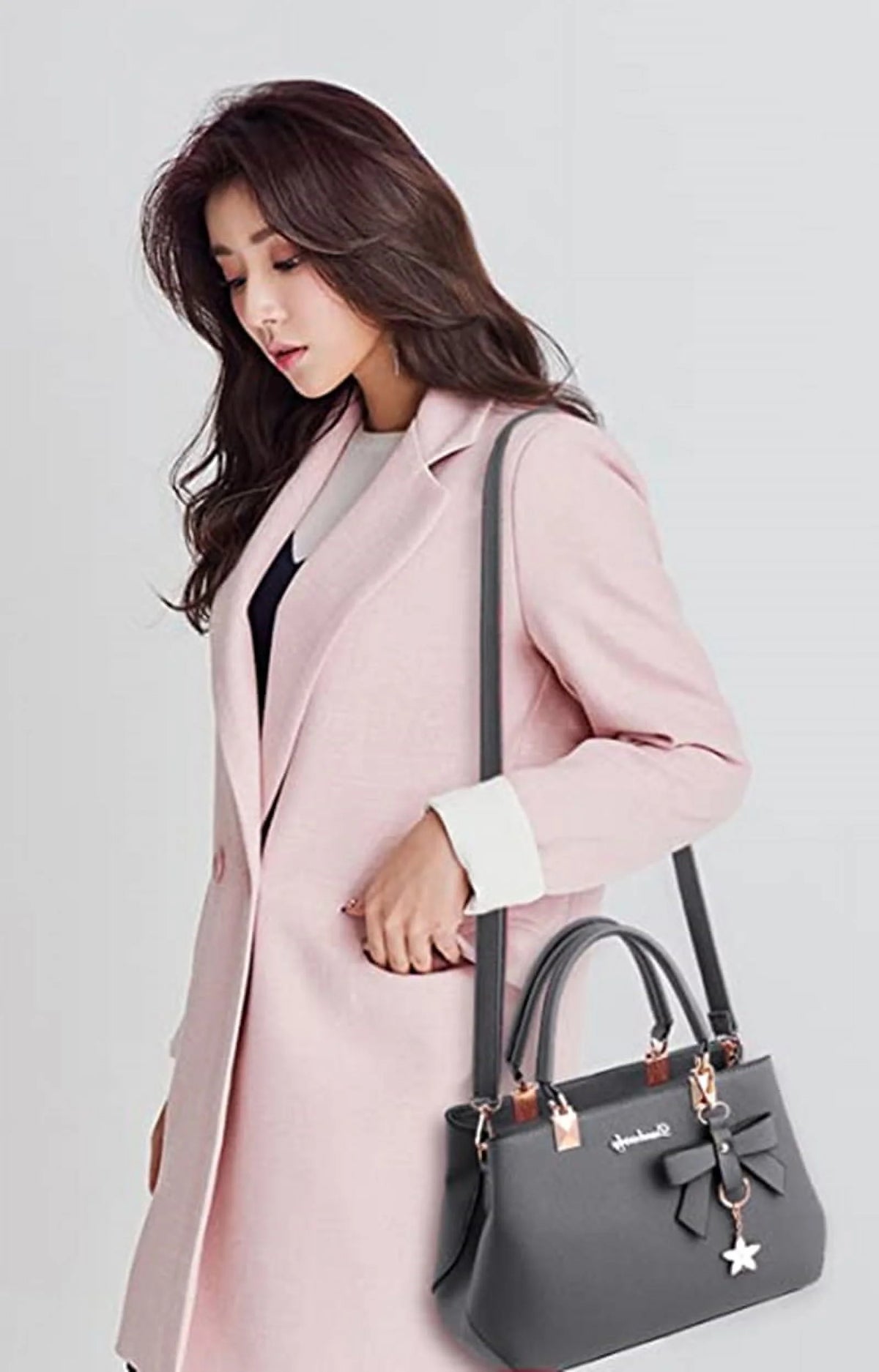 Purses and Handbags for Women Fashion Ladies PU Leather Top Handle Satchel Shoulder Tote Bags Plum Bow Crossbody Bag