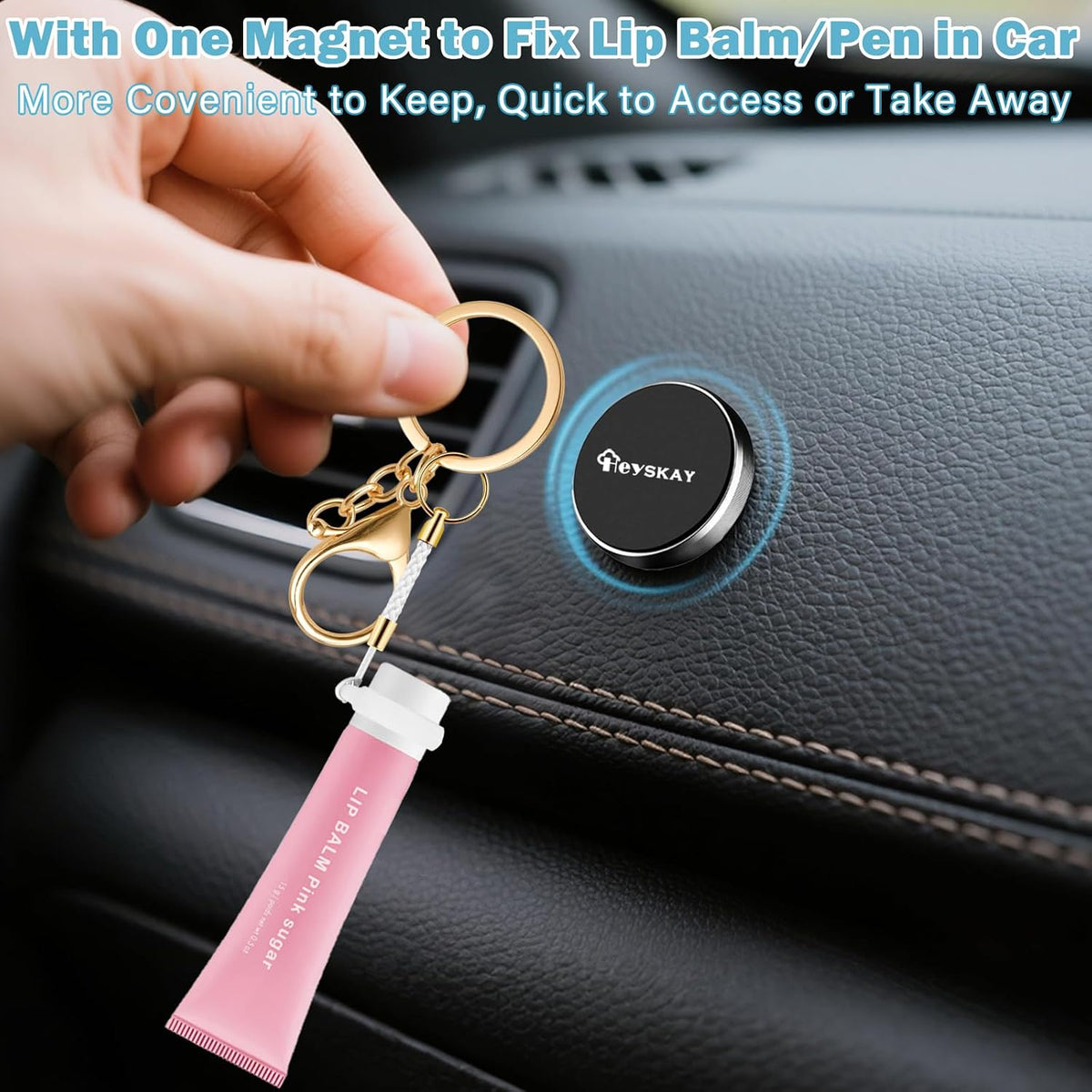 HEYSKAY Chapstick Holder Key Chain Lip Balm Lip Gloss Holder Keychain Cap