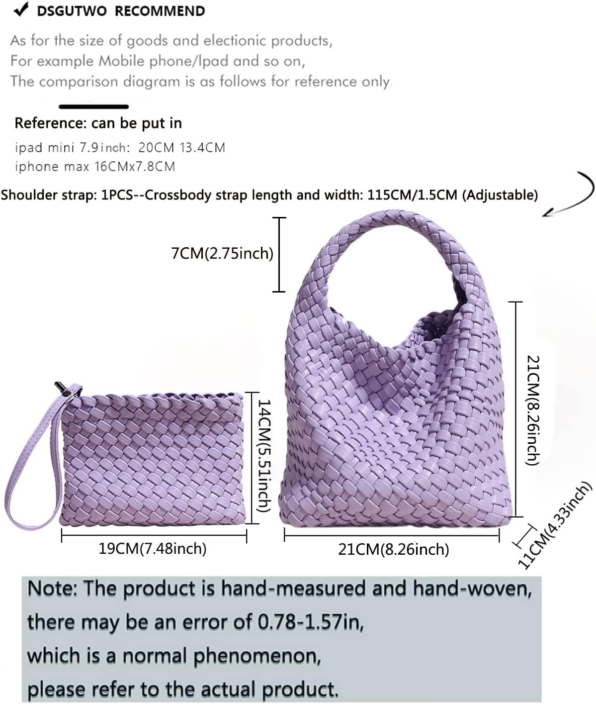 JINMANXUE Small Woven Bag for Women Cute Hobo Tote Handbag Mini Clutch Purse Vegan Leather Crossbody Shoulder Handmade Bags