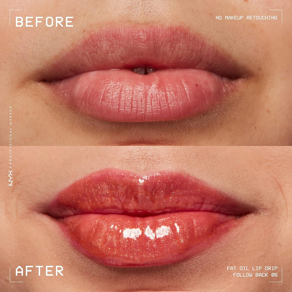 NYX PROFESSIONAL MAKEUP Fat Oil Lip Drip, Moisturizing Lip Oil Gloss, Vegan Tinted Formula, up to 12 HR Hydration - Follow Back (Shimmering Warm Nude)