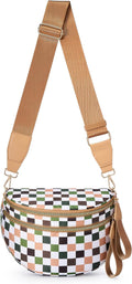 FEIBOON Spacious Checkered Nylon Crossbody Bag Bum Bag Handbags for Women