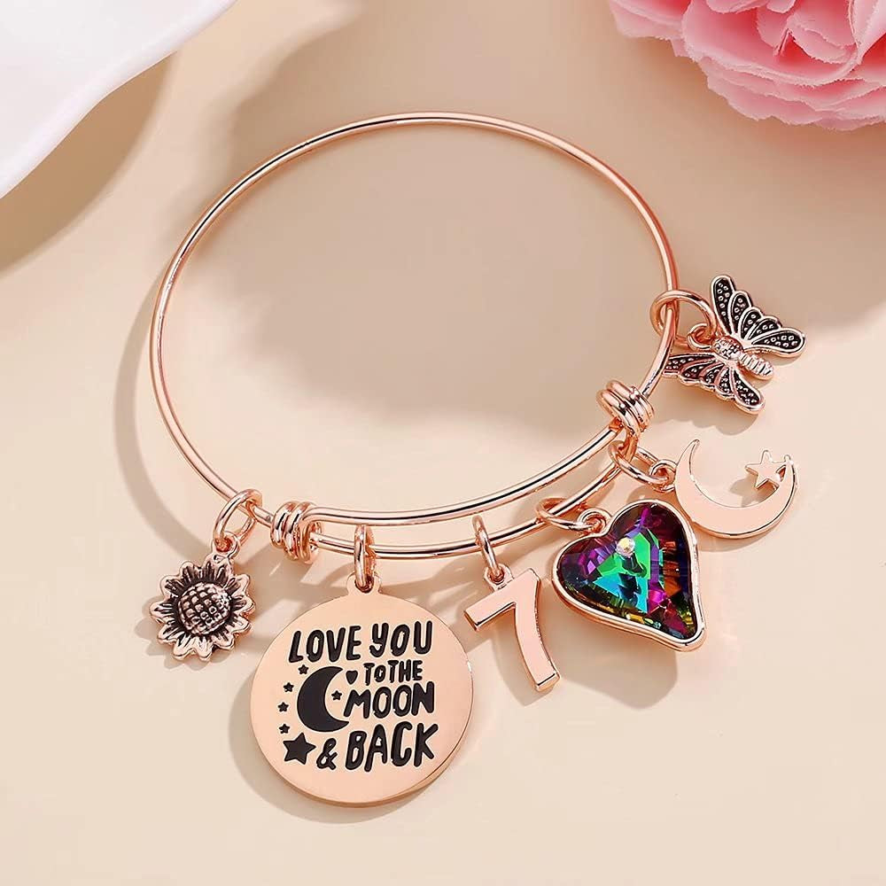 Ursteel Birthday Gifts for Women Girls Bracelet, Birthday Charm Bracelets 10Th 20Th 30Th 40Th 50Th 60Th 70Th 80Th 90Th Birthday Gift for Daughter, Sister, Friend, Teen Girls, Mom, Grandma