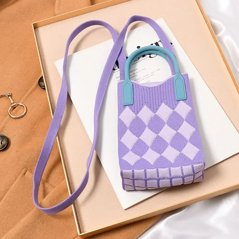 Fashion Geometric Pattern Women'S Knitted Handbag Female Woven Shopper Purse Design Chain Shoulder Crossbody Bag