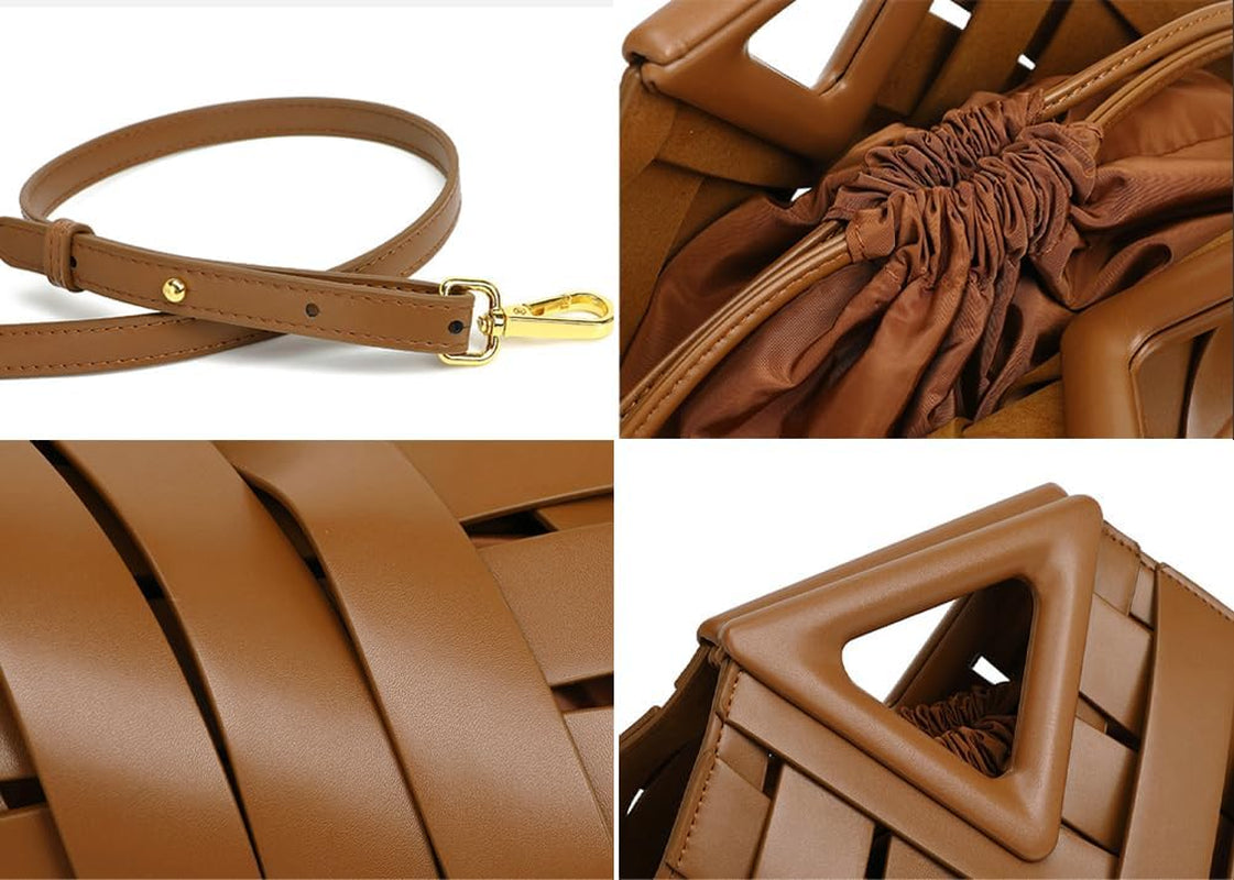 Vegan Leather Clutch Purses for Women Woven Small Crossbody Shoulder Bag Cute Top Handle Handbags Satchels 2026