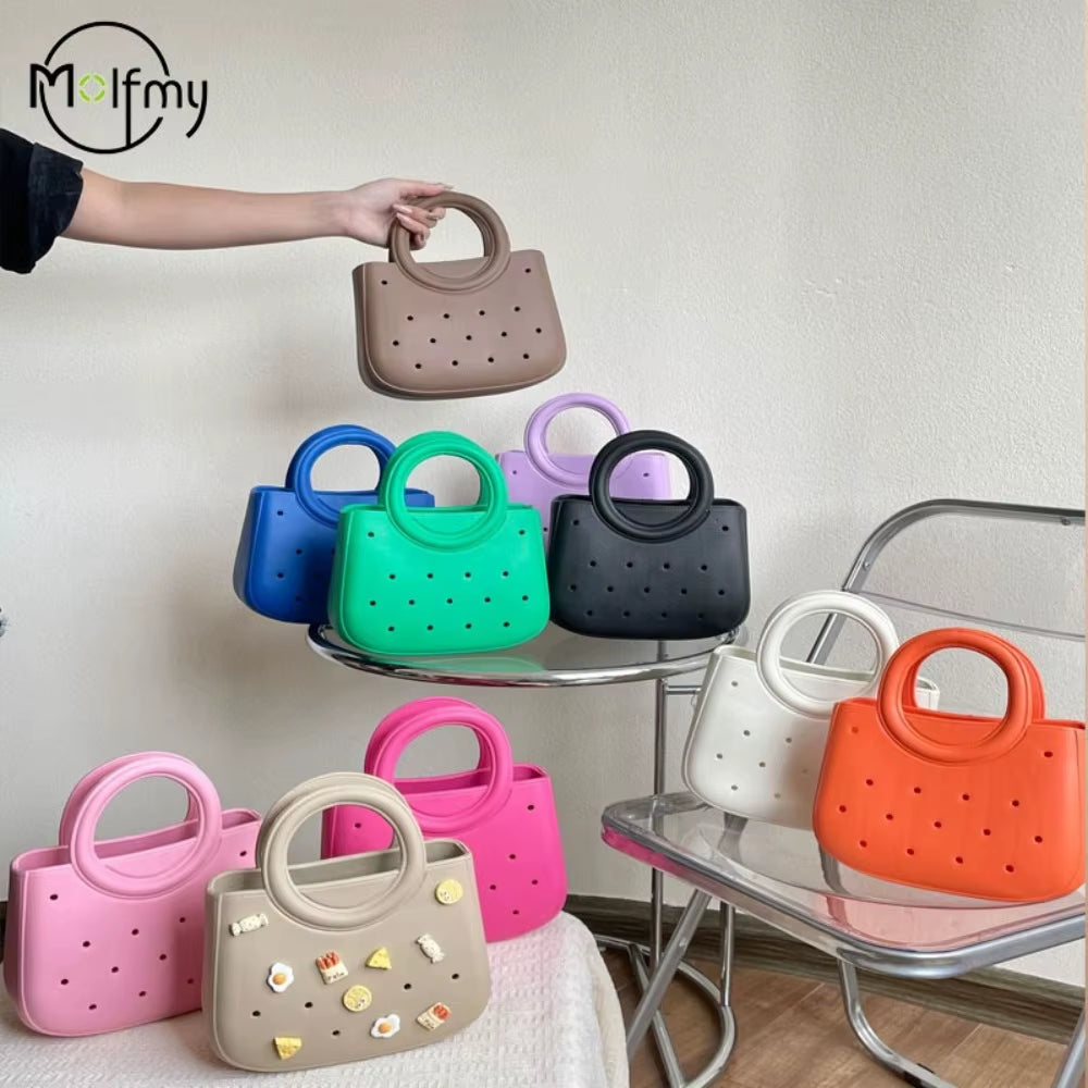 Waterproof Beach Bag Leisure DIY Colorful Fashion Handbags Sandproof Anti-Slip Handle EVA Handbags Travel Toiletry Storage Bags