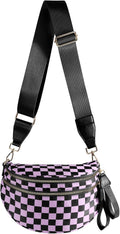 FEIBOON Spacious Checkered Nylon Crossbody Bag Bum Bag Handbags for Women