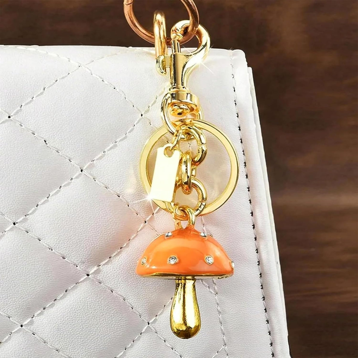 Angyape Mushroom Keychain Gold Bag Charms Purse Charms for Handbags Tote Bags Backpacks Aesthetic Accessories Gifts for Women