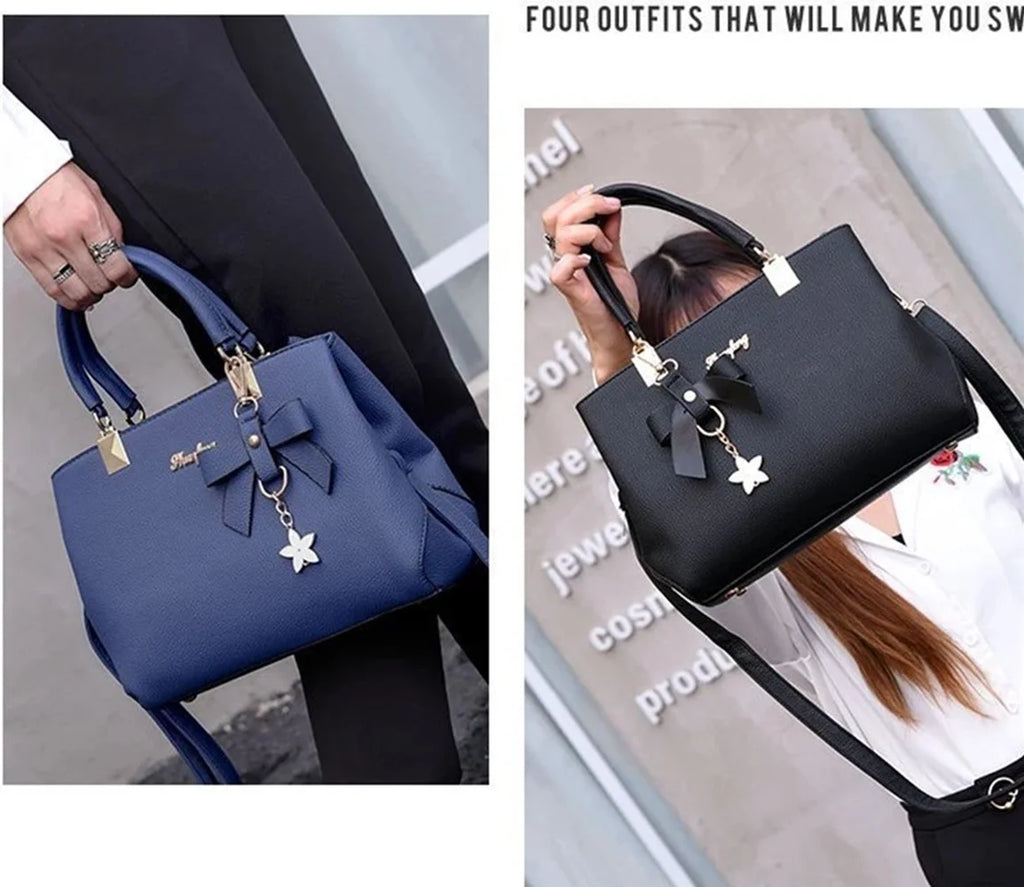 Purses and Handbags for Women Fashion Ladies PU Leather Top Handle Satchel Shoulder Tote Bags Plum Bow Crossbody Bag