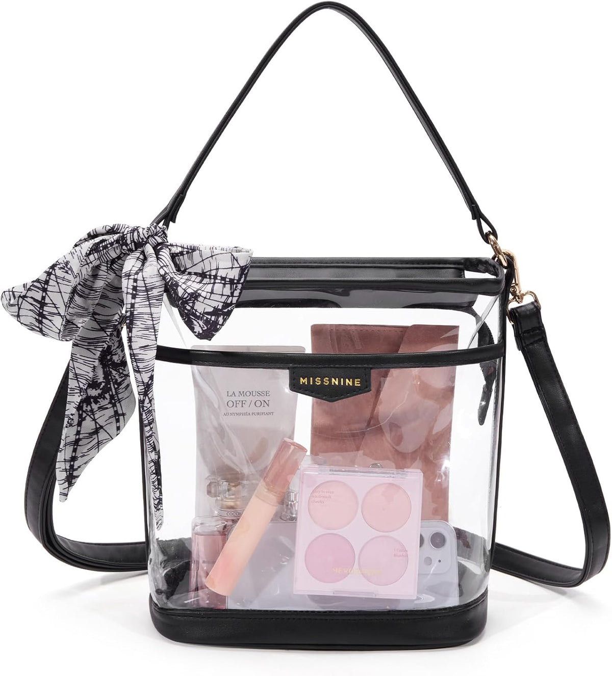 Missnine Clear Bag for Stadium Approved, Clear Crossbody Bucket Bag Transparent PVC Purse for Women, Concert Stadium Events