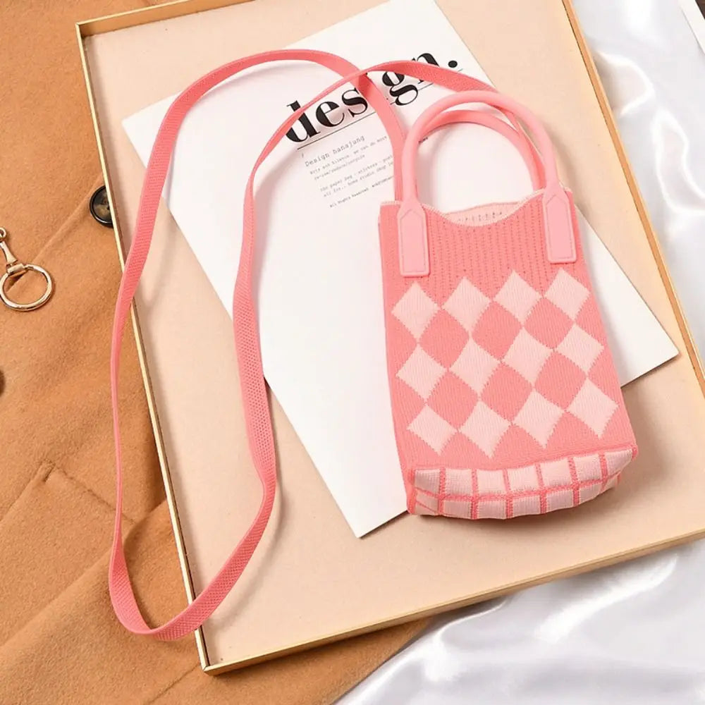 Fashion Geometric Pattern Women'S Knitted Handbag Female Woven Shopper Purse Design Chain Shoulder Crossbody Bag