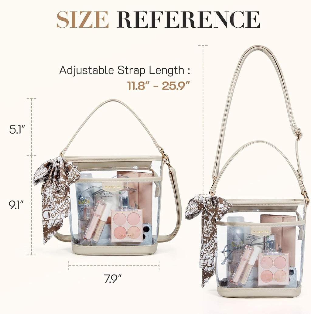 Missnine Clear Bag for Stadium Approved, Clear Crossbody Bucket Bag Transparent PVC Purse for Women, Concert Stadium Events