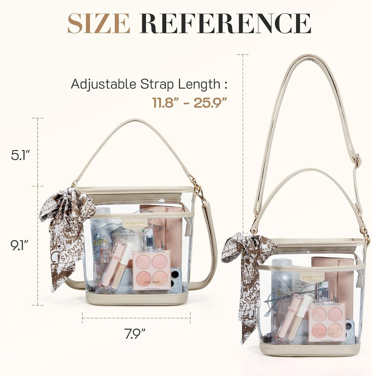 Missnine Clear Bag for Stadium Approved, Clear Crossbody Bucket Bag Transparent PVC Purse for Women, Concert Stadium Events
