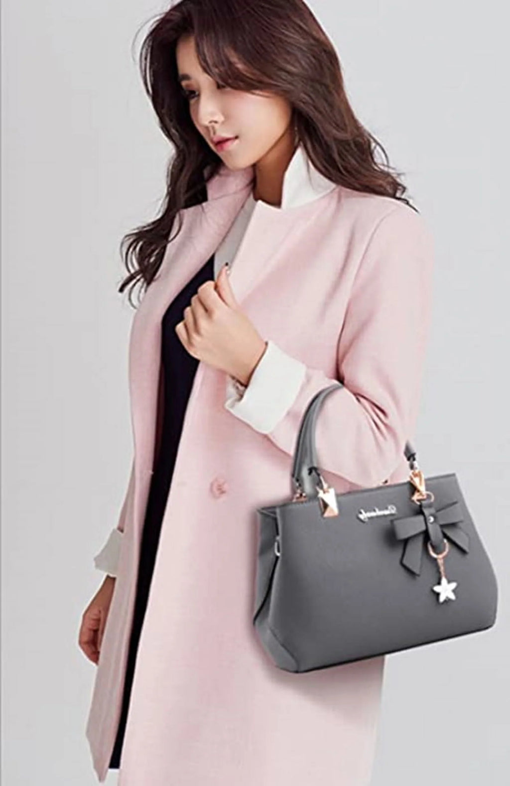 Purses and Handbags for Women Fashion Ladies PU Leather Top Handle Satchel Shoulder Tote Bags Plum Bow Crossbody Bag