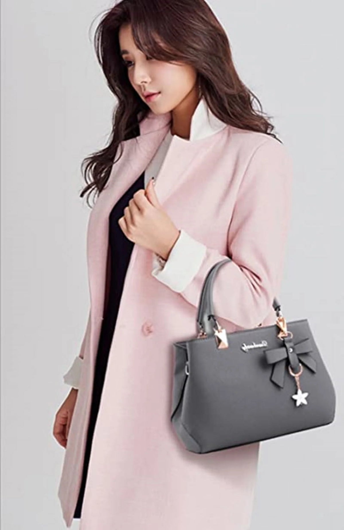 Purses and Handbags for Women Fashion Ladies PU Leather Top Handle Satchel Shoulder Tote Bags Plum Bow Crossbody Bag