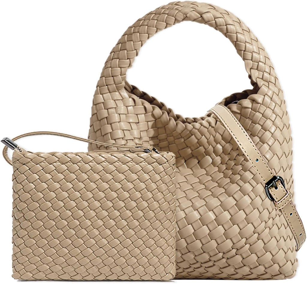 JINMANXUE Small Woven Bag for Women Cute Hobo Tote Handbag Mini Clutch Purse Vegan Leather Crossbody Shoulder Handmade Bags
