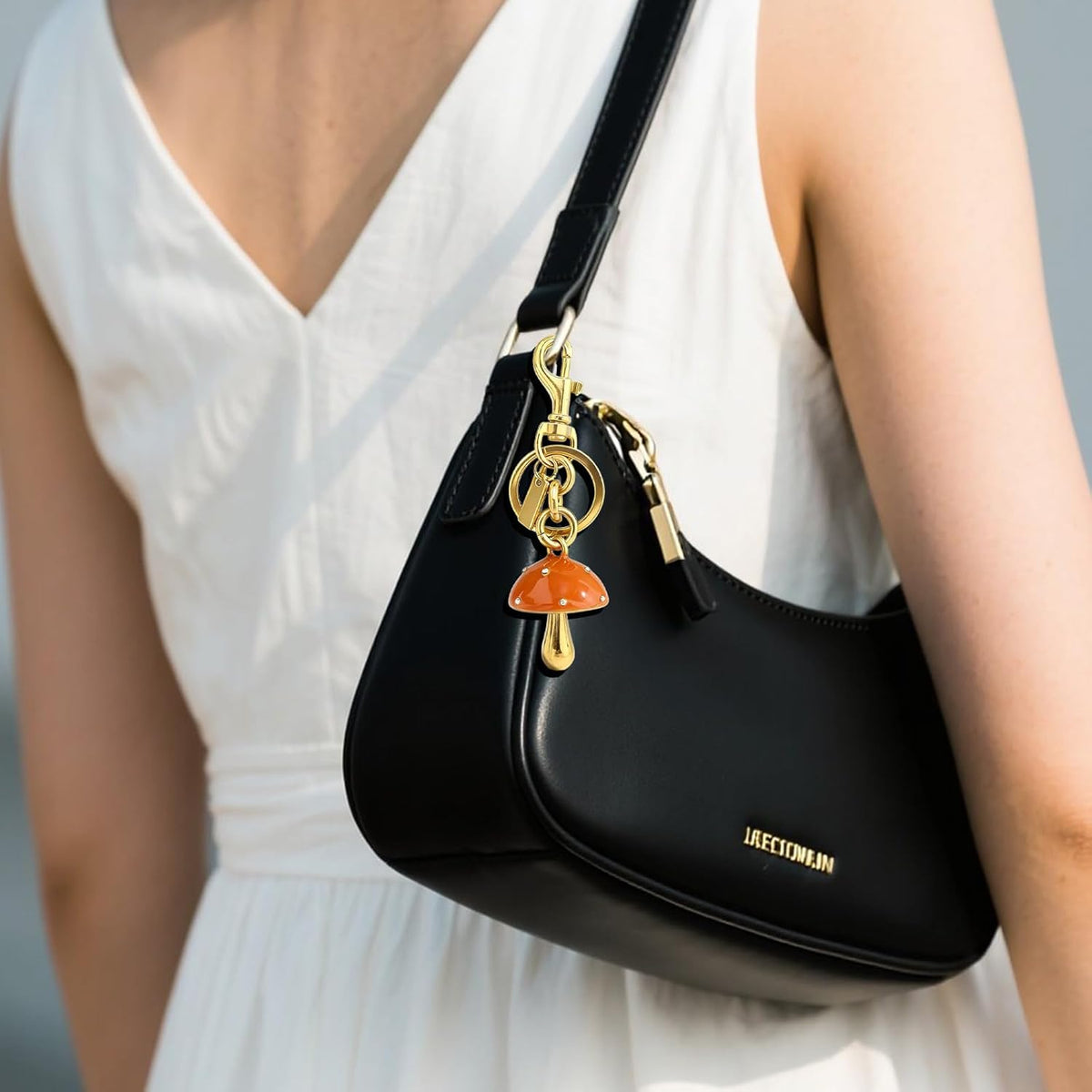 Angyape Mushroom Keychain Gold Bag Charms Purse Charms for Handbags Tote Bags Backpacks Aesthetic Accessories Gifts for Women