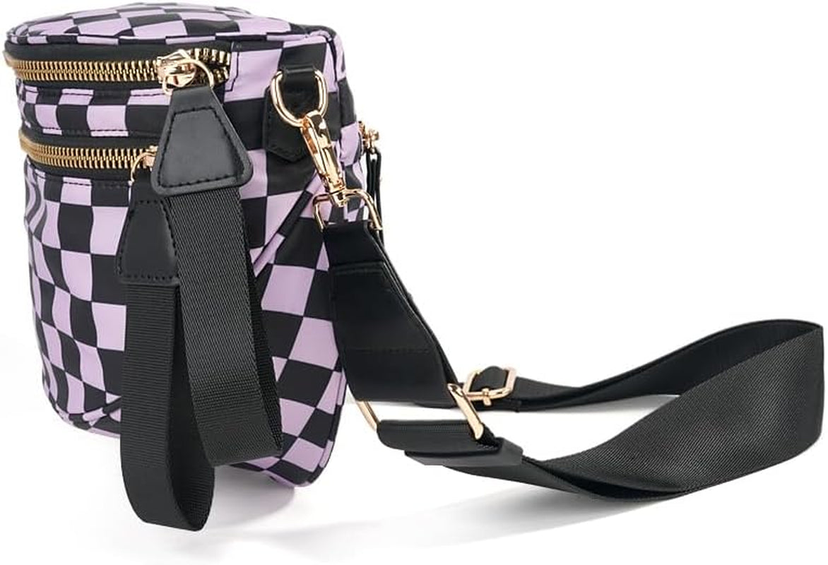 FEIBOON Spacious Checkered Nylon Crossbody Bag Bum Bag Handbags for Women