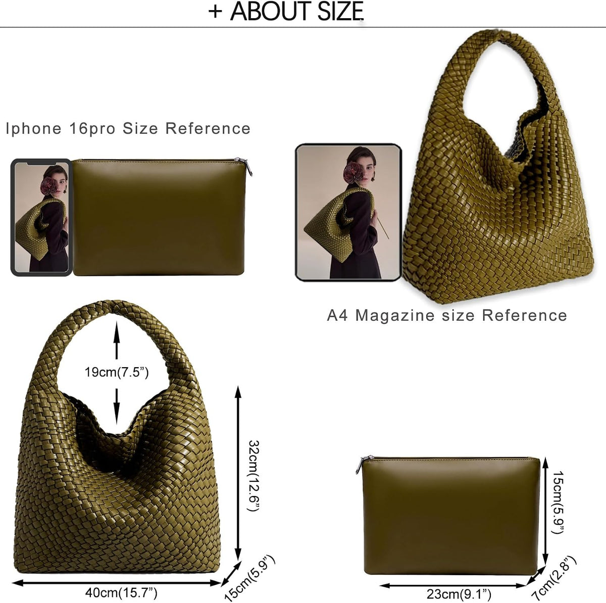 JINMANXUE Woven Tote Bag for Women, Fashion Hobo Handbag, Travel Top-Handle Shoulder Bag, Beach Underarm Bag with Purse