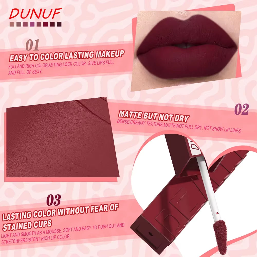 Velvet Matte Lipstick Set 8Pcs Waterproof Long Wearing Moisturizing Lip Glaze Non Transfer Smudge Proof Lip Color