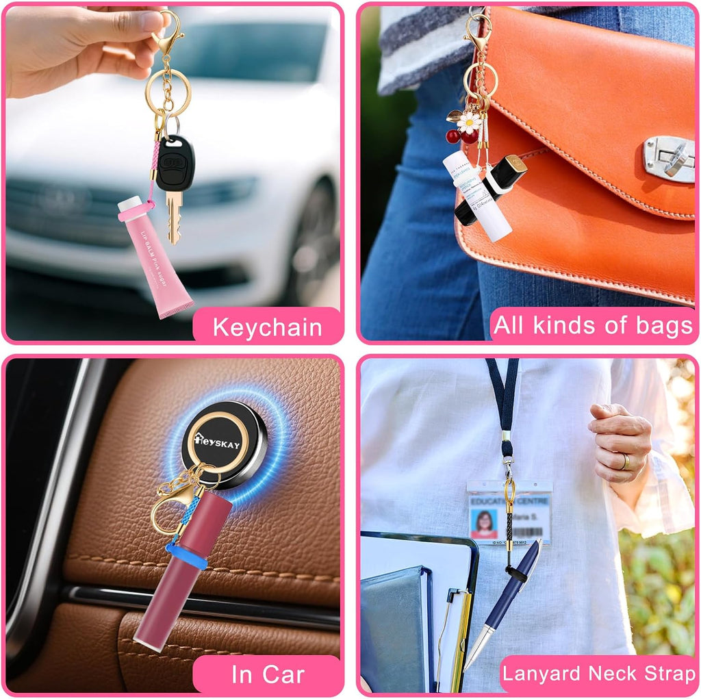 HEYSKAY Chapstick Holder Key Chain Lip Balm Lip Gloss Holder Keychain Cap