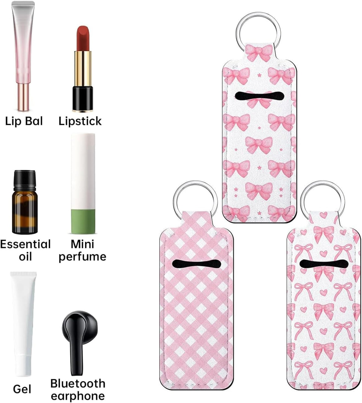 Chapstick Holder Key Chain Lip Balm Holder Keychain Cute Chapstick Holder Keychain Potable Chapstick Holders with Clip Lip Gloss Organizer for Lipgloss Lipstick Gift Women Girl