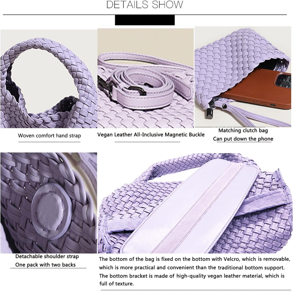 JINMANXUE Small Woven Bag for Women Cute Hobo Tote Handbag Mini Clutch Purse Vegan Leather Crossbody Shoulder Handmade Bags