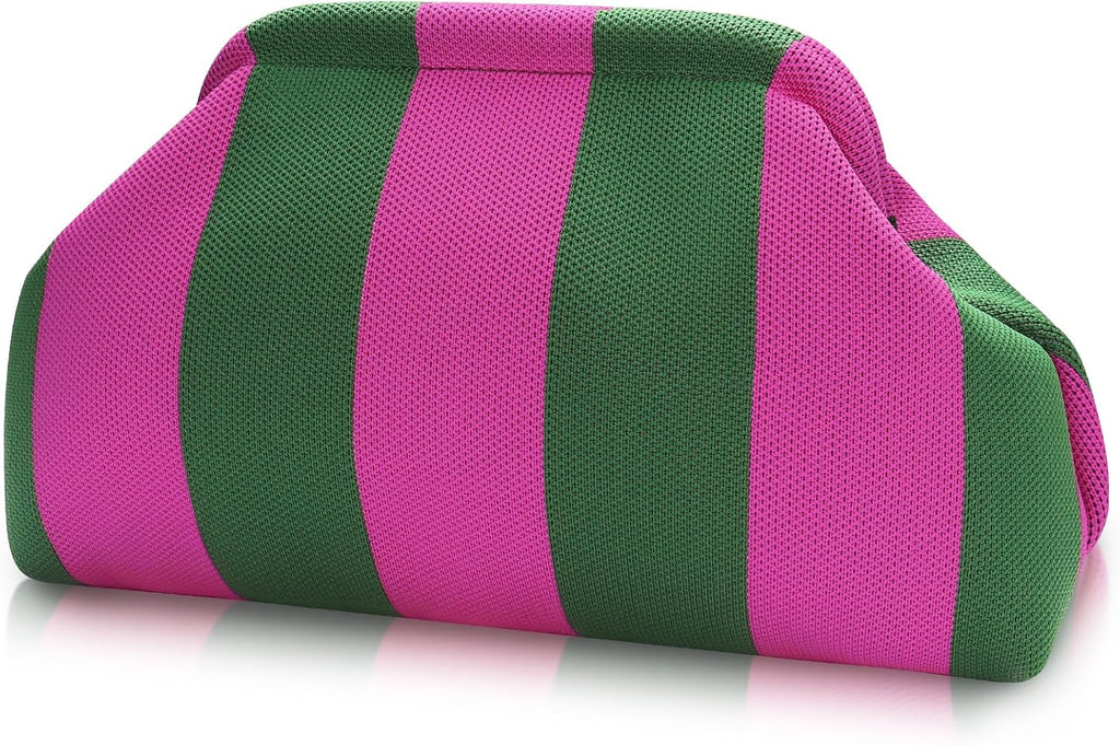 Woven Clutch Purses for Woman,Summer Beach Purse for Vacation, Woven Striped Dumpling Bag,Crochet Evening Handbag