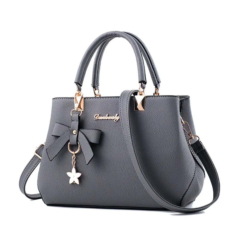 Purses and Handbags for Women Fashion Ladies PU Leather Top Handle Satchel Shoulder Tote Bags Plum Bow Crossbody Bag