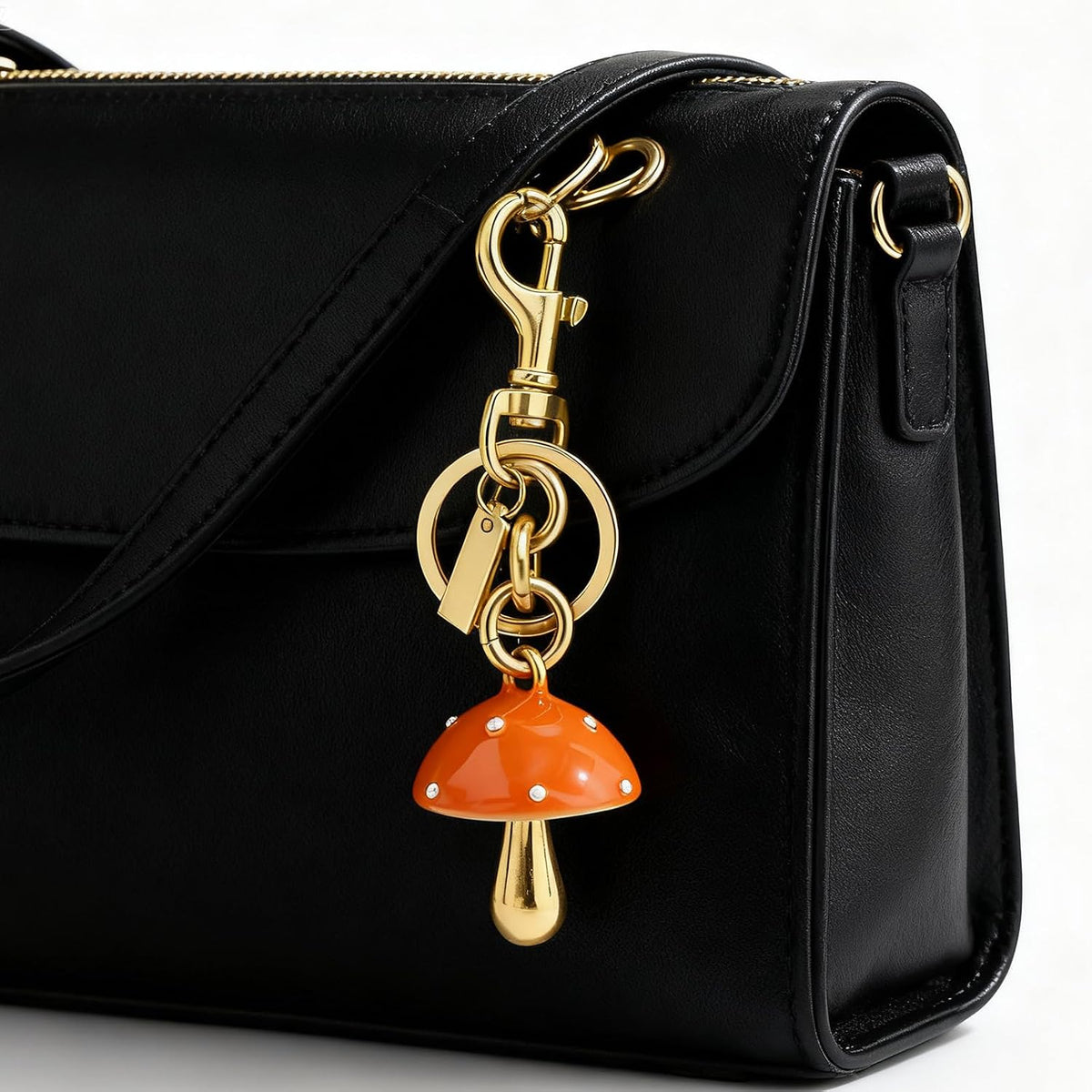 Angyape Mushroom Keychain Gold Bag Charms Purse Charms for Handbags Tote Bags Backpacks Aesthetic Accessories Gifts for Women