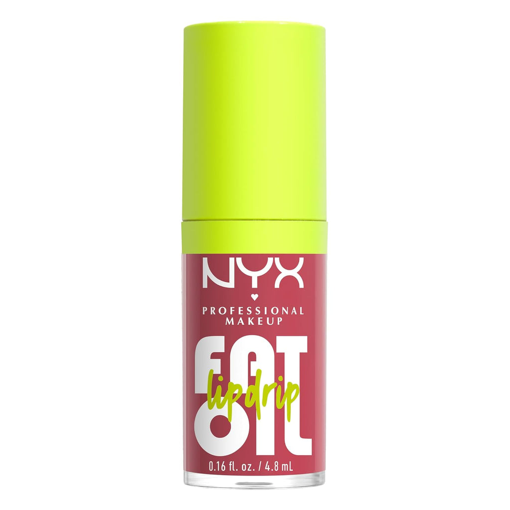 NYX PROFESSIONAL MAKEUP Fat Oil Lip Drip, Moisturizing, Shiny and Vegan Tinted Lip Gloss - Chillin like a Villain (Pale Dusty Rose)